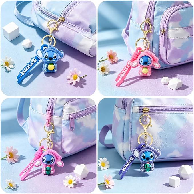 4Pcs Cute Cartoon Keychain Set, Collectible Anime Figure Keyring, Kawaii Pendant Accessory Fun Gift for Men Women