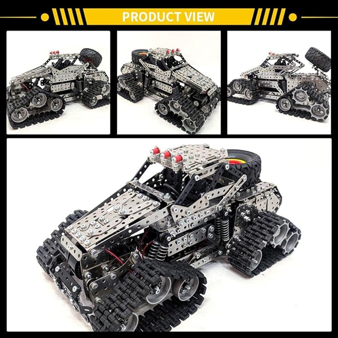 Building Sets Stem Assembly Metal 3-D Puzzle Off-Road Model Car Building Kit Construction Set Toys Assemble Remote Control Snowmobile 1929PCS/Included Motor