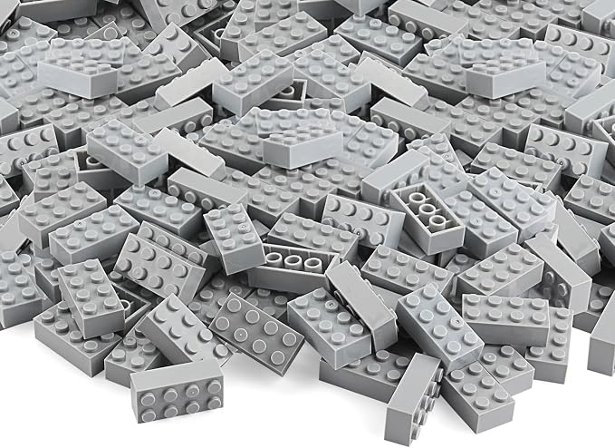 100pcs 2x4 Bricks Light Grey Gray Building Blocks Set Toy Accessories Combine with Major Brick Brands