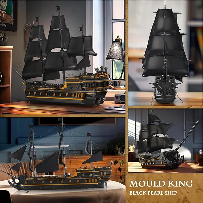 Mould King Pirate Ship Model Building Blocks Kits, Black Pearl Ship MOC Model Set to Build, Large Pirates Ship Boat Model Blocks Assembly Toy(5266 Pieces)