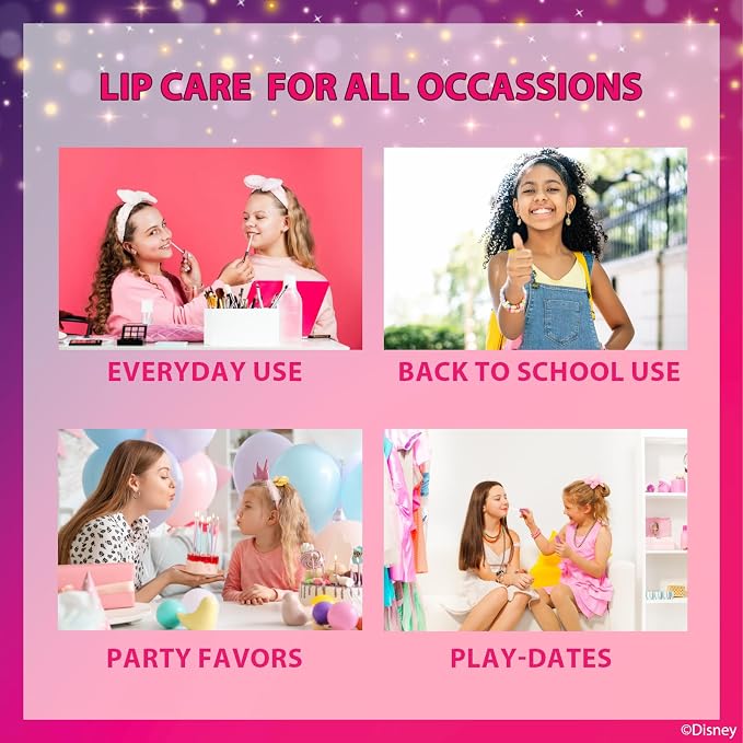 Disney Princess Beauty Mini Train Case Set Includes Lip Gloss Tube, Lip Balm, Lip Gloss Compact for Girls Party, Sleepovers by Townley Girl