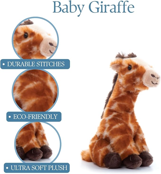 The Petting Zoo Giraffe Stuffed Animal Plushie, Gifts for Kids, Wild Onez Babiez Zoo Animals, Giraffe Plush Toy 6 inches