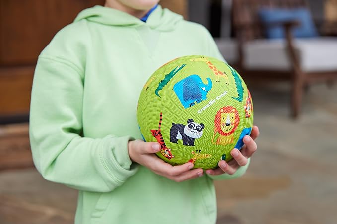 Crocodile Creek Playground Ball - Durable Rubber Ball for Kids Ages 3 and Up - Bouncy Inflatable Ball for Kickball, Indoor Games, and Outdoor Sports - PVC-Free