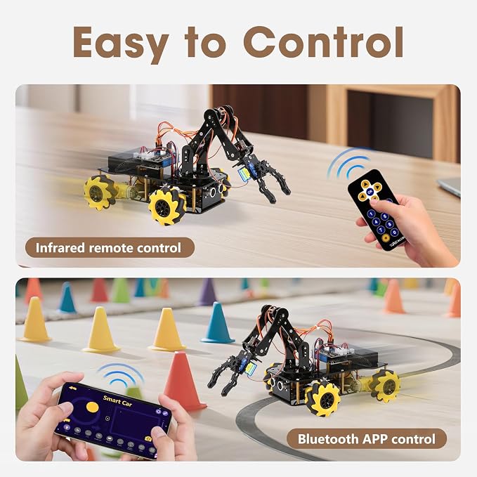 ACEBOTT Robotics for Kids Ages 8-12, Smart Robot Arm Car Kit with 5DOF, STEM Toys for Boys Age 8-12 12-16+, ESP32 Arduino/Python/Blockly Coding, App & Remote Control, STEM DIY Gift for Teens & Adults