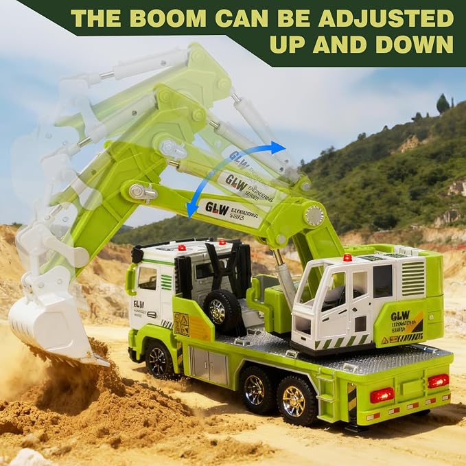 Excavator Truck Toy for Boys-1:40 Simulation Model, Educational Construction Toys with Realistic Lights & Sounds, Perfect Christmas Birthday Gifts for Kid Ages 3 4 5 6 7 8 Years Old (Excavator Truck)
