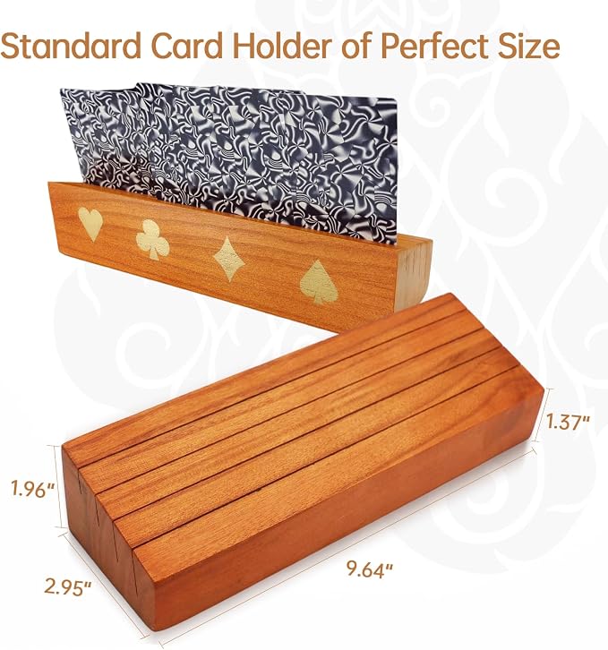 hismocal Playing Card Holders Deck Stand, Play Cards Holder for Kids or Elder People, Hands-Free Wood Holder Racks,Tray for Organizing Cards (6 Pack)