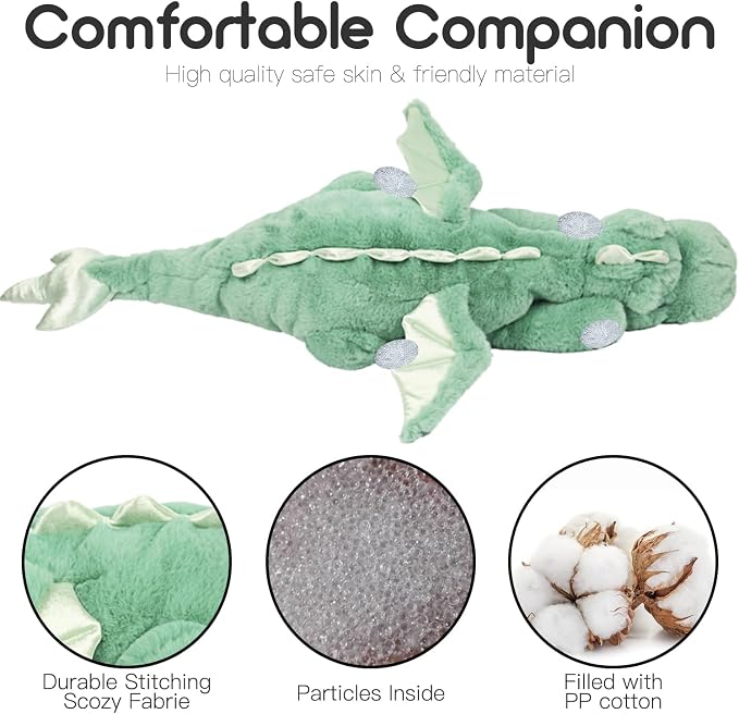 ARELUX Giant 50in 3Lb Big Green Dragon Large Stuffed Animals Cute Plush Toy Fuzzy Jumbo Dinosaur Pillow Plushies with Wings Cuddly Soft Pterosaur Plushie for Friends Family Member