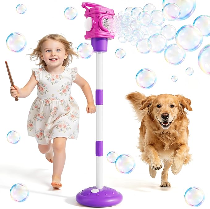 Bubble Machine for Kids, Remote Control Street Lamp Bubble Machine with Lights, Automatic Standing Bubble Tower, Outdoor Bubble Torch Toys for Wedding Summer Bubble Maker for Kids Ages 3 4 5 6 7 8 9