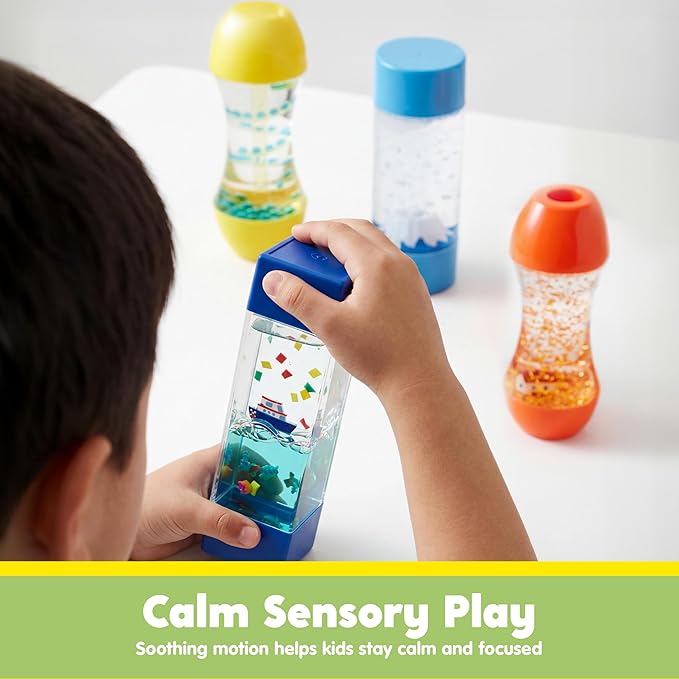 JOYIN 4-Pack Mini-World Fidget Tubes for Kids, Sensory Toys for Kids with Autism, Stress Relief Sensory Tubes, Preschool Toys for Toddlers, Toy for Autistic Kids 3-5, Birthday Gifts for Boys & Girls
