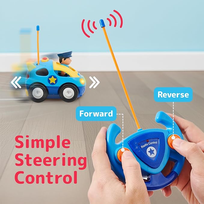PREXTEX Remote Control Car for Toddlers (Police/Race Car)