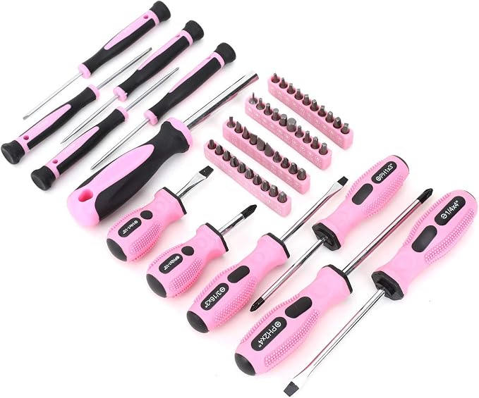 FASTPRO Pink Tool Set, 220-Piece Lady's Home Repairing Tool Kit with 12-Inch Wide Mouth Open Storage Tool Bag