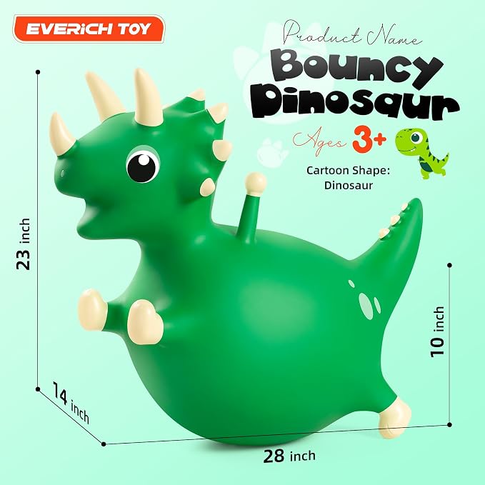 Bouncy Dinosaur Hopping Toy, Bouncy Animals Ride on Horse Hopper, Indoor Outdoor Inflatable Bouncer, Birthday Gifts for Boys Girls 4 5 6 7 8 Years Old Toddler