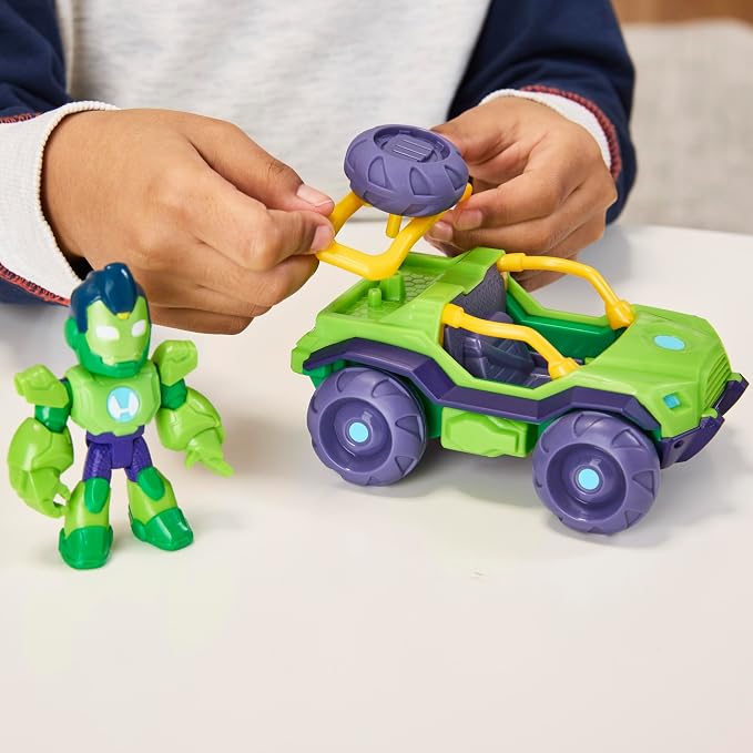 Marvel Iron Man and his Awesome Friends Iron Hulk Iron Racer Action Figure & Toy Vehicle, 3-Inch Super Hero Toys for Kids, Ages 3+