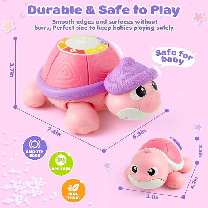 Baby Toys 6-12 Months, Musical Turtle Crawling Infant Toys for Tummy Time, Early Learning Educational Toys for 7 8 9 10 11 Months, Ideal Christmas Birthday Gifts for Boys & Girls Age 1 Years Old