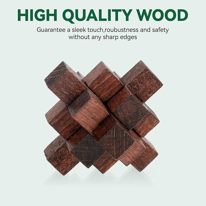 24 Pcs Brain Teaser Puzzles for Adults - Metal Puzzles 3D Puzzle Game Toys for Adults Teens - Wooden Unlock Interlocking Puzzle Adult IQ Education Smart Toys