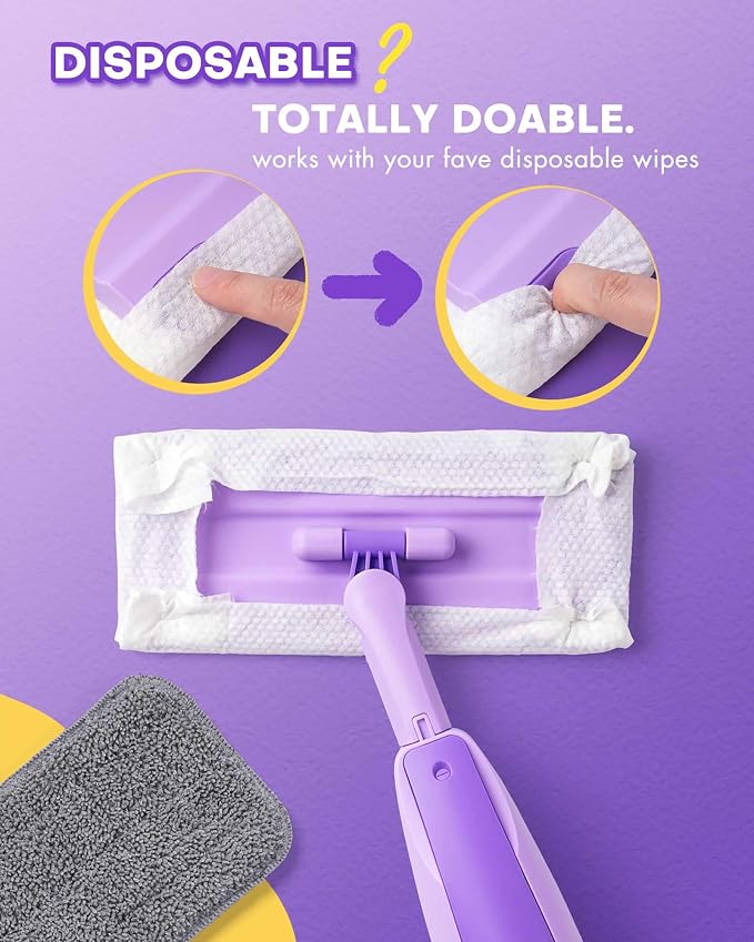 Purple Mini Spray Mop for Toddler-Montessori Cleaning Toy that Real Spray Water,Pretend Playhouse Essentials for Girls Ages 3-8,Toddler Educational Housekeeping Set