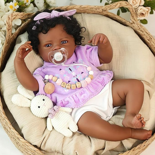 WOOROY Realistic Reborn Baby Dolls Black – 20-Inch African American Real Life Baby Dolls with Soft Full Vinyl Body, Handmade Gift Toy with Doll Accessories for Kids Ages 3+