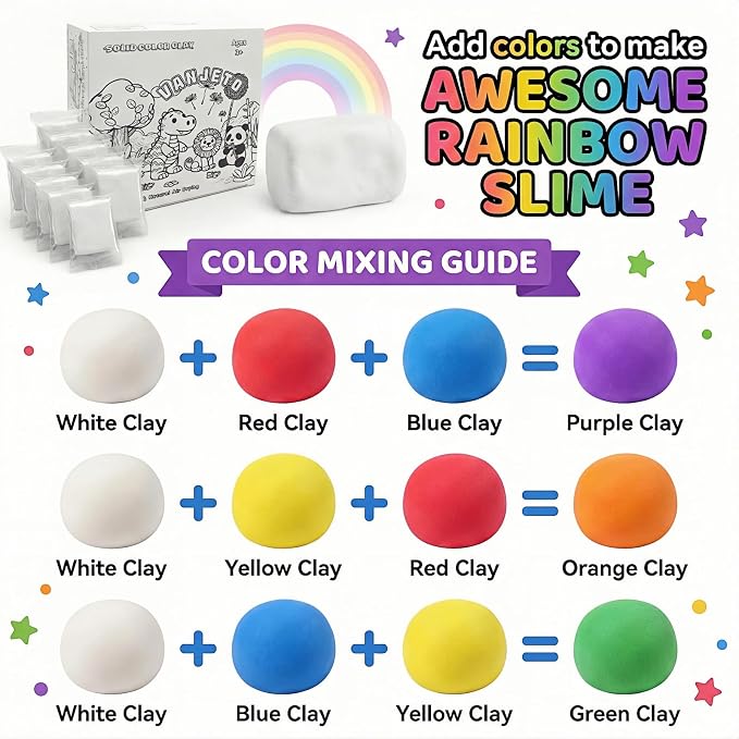 Modeling Clay for Kids, VANJETO Molding Magic Clay for Kids Air Dry, Super Soft Clay for DIY Slime, Ultra Light Air Dry Modeling Clay for Toddlers Children Teens, 7 OZ/Bag
