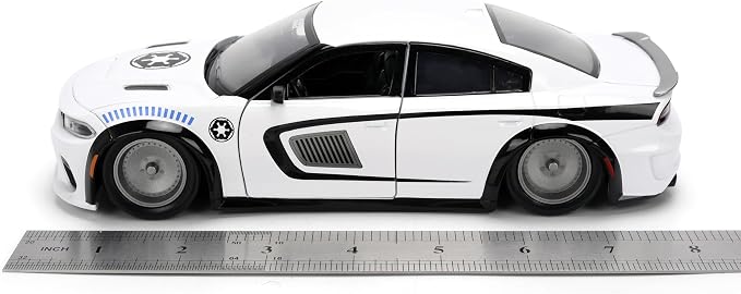Jada Star Wars Stormtrooper with 2021 Dodge Charger SRT Hellcat Die-Cast Vehicle 1:24 Scale – Opening Parts Toys