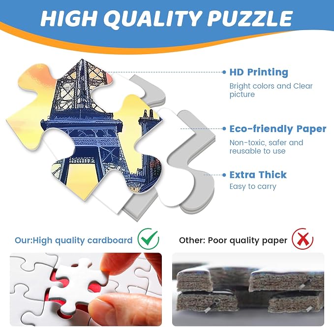 Puzzles 300 Pieces for Adults | Eiffel Tower Jigsaw Puzzles | Recycled Cardboar Jigsaw Puzzles 300 Pieces | Challenging Family Activity Great Gift Idea for Family Friends | 20.5 X 15 inches
