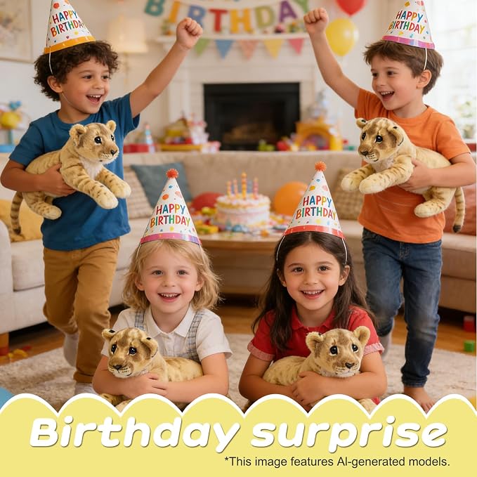 Lion Stuffed Animal 15.8" Stuffed Lion Plush Stuffed Animal Realistic Large Stuffed Cougar Plush Toys Safari Animals Cute Plushies Birthday Graduation Gifts for Kids Boys Girls