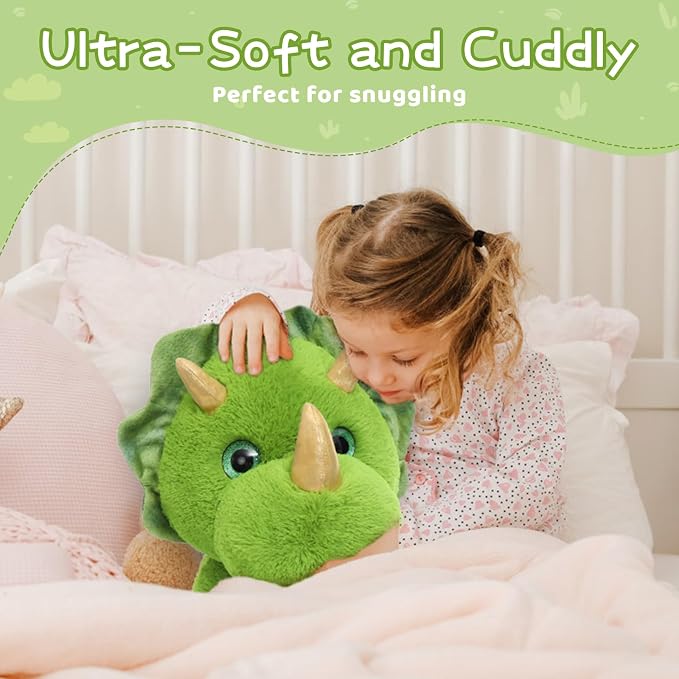 Muiteiur 24.4 Inch Dinosaur Stuffed Animal, Giant Triceratops Stuffed Animal, Soft Dinosaur Plush Toy,Gift for Kids Boys Girls,Green