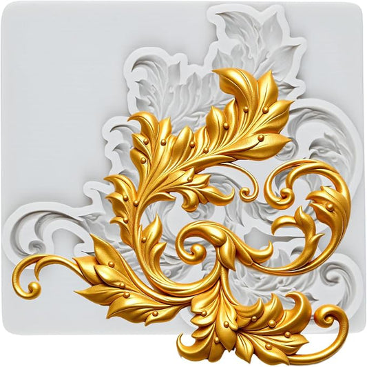 Baroque Polymer Clay Mold Curlicues Scroll Lace Silicone Mold Vintage Relief Flower Filigree Molds for DIY Crafts Epoxy Resin Casting Air Dry Polymer Clay Plaster Jewelry Making