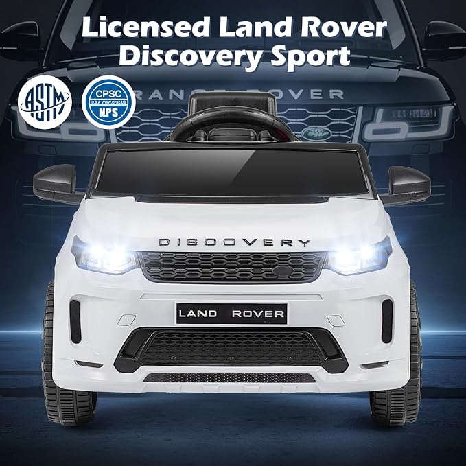 Costzon Ride on Car, Licensed Land Rover Discovery Sport Electric Vehicle, 12V Kids Car with Parent Remote Control, Music, Horn, Song, Gift for Aged 3+ (White, 38” x 24” x 17”(L x W x H))