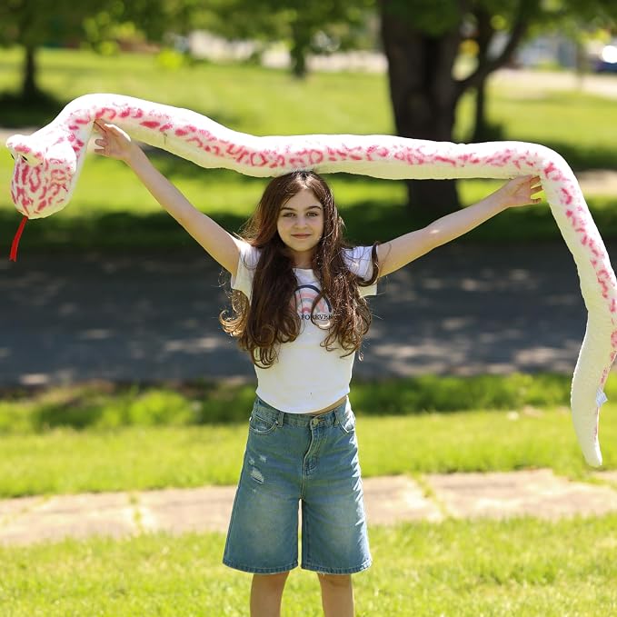 MaoGoLan Pink Snake Stuffed Animal Giant Stuffed Snake, 98 inch Plush Snakes Toy for Girls Christmas Birthday Easter Valentine's Day Gift Mother's Day