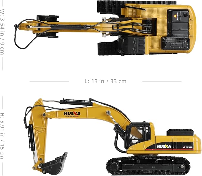 Excavator Toy with Gift Box, 1/40 Alloy Metal Die-Cast Excavator Digger Construction Vehicle Model Decoration Toy Gift for Boys Mens-Yellow