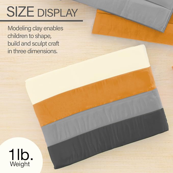 BAZIC Products 4 Natural/Earth Color Modeling Clay, 1 lb, Non-Hardening, for Sculpting Art Crafts, Reusable
