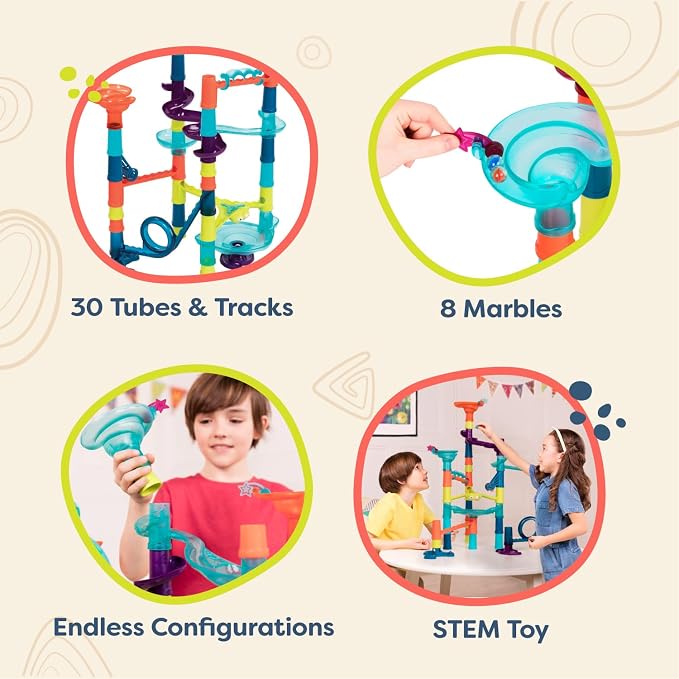 B. toys – Marble Palooza – Buildable STEM-Based Maze Run Kit Featuring 38 Interlocking Components – Logical Thinking and Fine Motor Development Set for Inquisitive Kids – 3+ Years