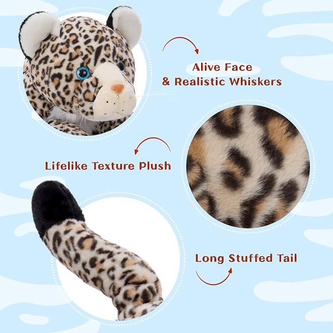 MorisMos Giant Cheetah Stuffed Animal Plush Pillow 4ft, 47" Extra Large Plush Cheetah Toy for Kids & Adults, Realistic Leopard for Christmas Birthday, Big Safari Stuffed Animal for Jungle Party Decor