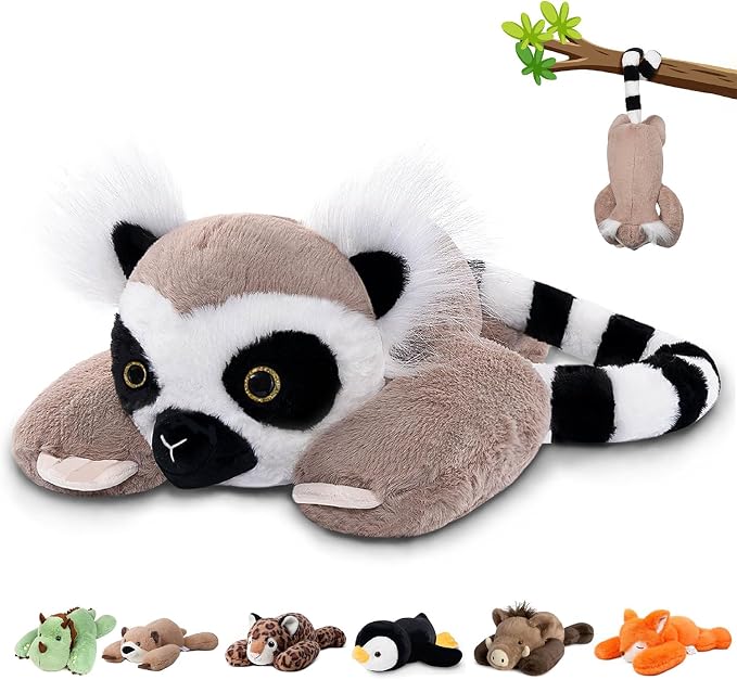 Niuniu Daddy Lemur Weighted Stuffed Animals for Kids & Adults, 20" | 3.3lb Large Weighted Plushies Pillow for Sleeping and Calming, Cute Lying Plush Toy Huggable Gift for Everyday Comfort