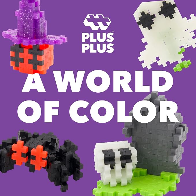 PLUS PLUS 240 Piece Spooky Mix Tube - Mini Interlocking Building Blocks Set, Stem Toys for Kids - Sensory Bin Fillers/Math Manipulatives Classroom Must Haves Gifts for Boys & Girls