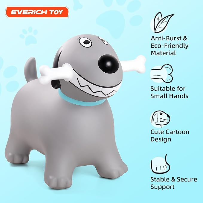 Bouncy Dog Hopper Toys for Toddlers, Inflatable Jumping Animals Hopper, Inflatable Ride on Bouncer Hopping Gifts for Boys Girls 18 Months 2 3 4 5 6 Years Old