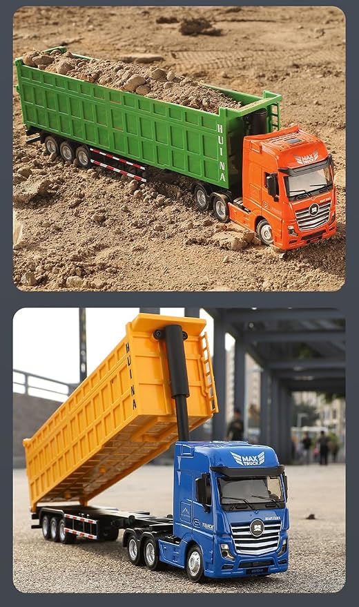 Gemini&Genius Construction Dump Truck Toy, Heavy Duty Alloy Transport Truck Toy, Construction Vehicle Toys, 1:50 Scale Diecast Dump Trailer, Toy Trucks for Kids (Detachable)