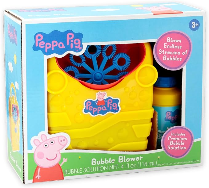 Peppa Pig Bubble Machine for Kids - Bundle with Bubble Maker Blowing Machine Plus Stickers, More | Peppa Pig Outdoor Playset for Girls