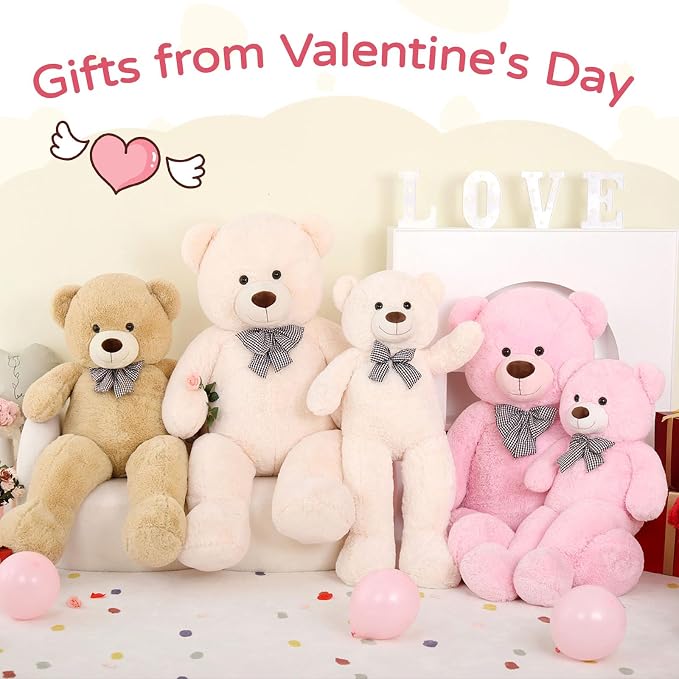 MaoGoLan Giant White Teddy Bear Stuffed Animal 6 Feet,Soft Cuddly Smiling Face Big Life Size Valentines Teddy Bear Plush Gift for Boyfriend Girlfriend,Brithday