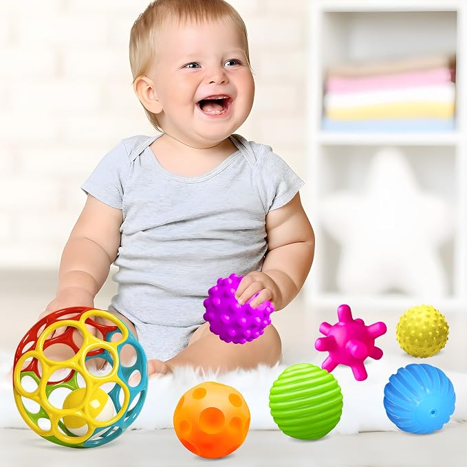 Sensory Balls for Toddlers 1-3, Sensory Baby Toys 6-12 Months, Infant Squeeze Sensory Toys,Baby Rattle Ball, Baby Teething Sensory Montessori Toys Soft Chew Toy with Rattles for Babies | 6-Pack Infant Squeeze Ball, Baby Rattles, Baby Soft Chew Toys, Gi...