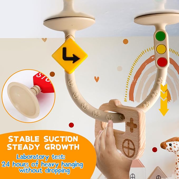 Baby High Chair Toys, Sensory Silicone Suction Cup | Montessori Interactive Teething Fine Motor Skills Toy for Infant and Toddler, Fun for Airplane Travel, Bathtub, Restaurant