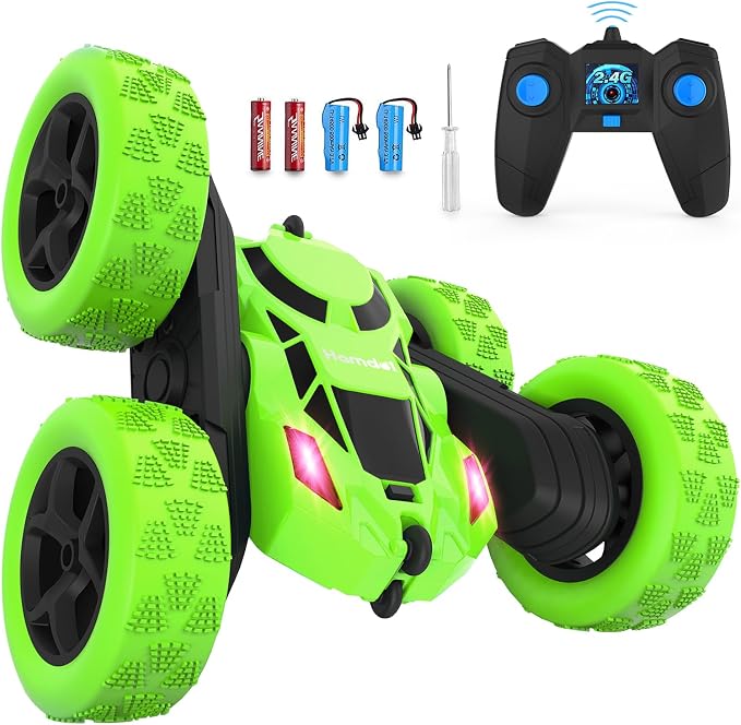 Hamdol RC Stunt Car for Kids Ages 6–12, Double-Sided Remote Control Car with LED Lights, 4WD Electric Toy Vehicle, USB Rechargeable, Perfect Birthday, Holiday for Boys & Girls