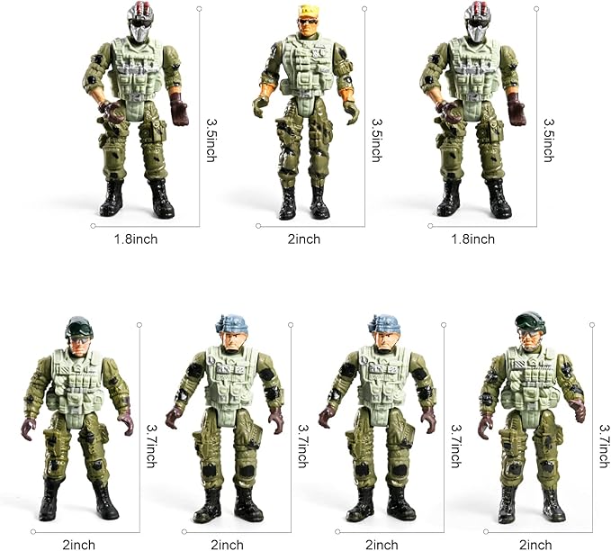78-in-1 Army Men Toys Sets with Realistic Military Truck/Helicopter/Kayak Boat/Motorcycle/Army Men Action Figures/Weapon Gears, Army Toys Gift for Boys Kids 4-7 6-8 8-14 Fun Birthday Party Favors