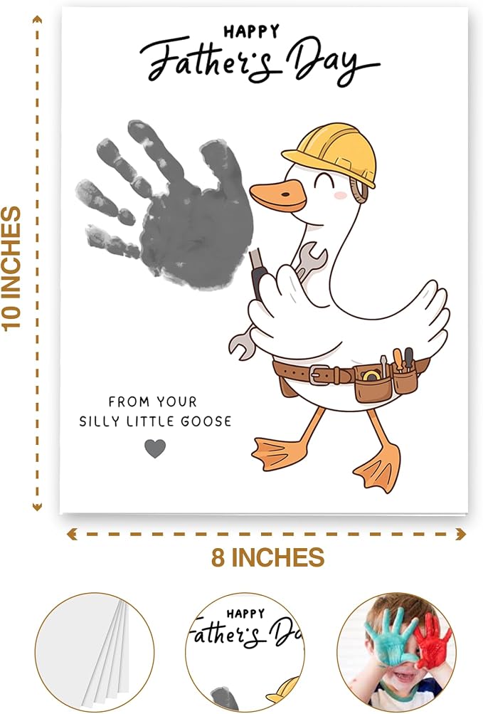 Father’s Day Handprint Craft Kit for Dad, Pack 4 Personalized Handprint Keepsake Gifts, DIY Memory Art, Meaningful Father’s Day Gift to Create Lasting Memories - A Gift Dad Will Never Forget