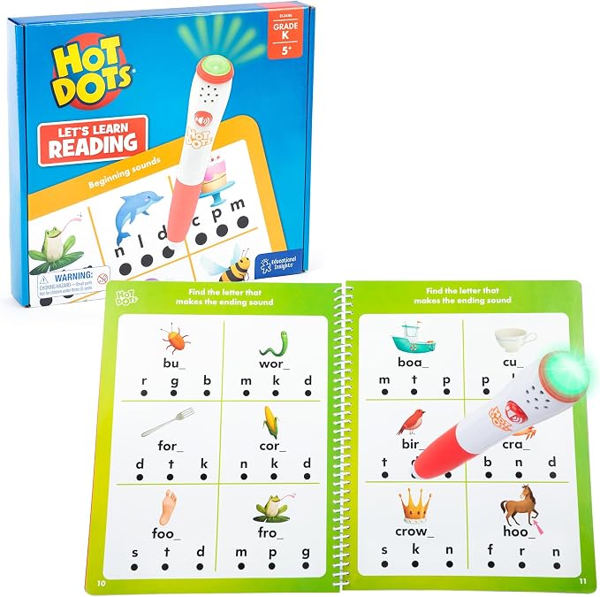 Educational Insights Hot Dots Let's Learn Kindergarten Reading Set - Kindergarten Workbooks with Interactive Pen, Homeschool Learning Activities, Learn to Read Activity Books for Kids Ages 5+