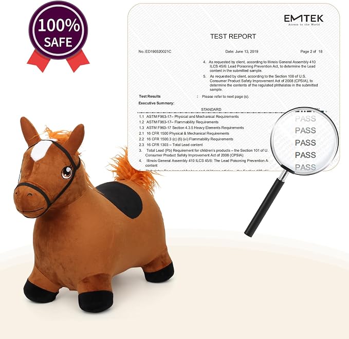 INPANY Bouncy Horse Toys for 2 Year Old Boy, Toddler Plush Bouncing Farm Animals, Inflatable Hopper, Jumping bounce Horse, Kid Ride on Rubber Bouncer, Outdoor Indoor Baby Birthday Gift for 3 4 Yr Girl