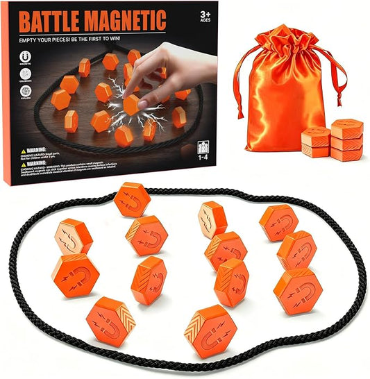 20-Piece Magnetic Chess Game with Textured Stones & Rope | Strategic Standing Play for Kids & Adults | Family, Party, Travel & Camping Puzzle Strategy Games