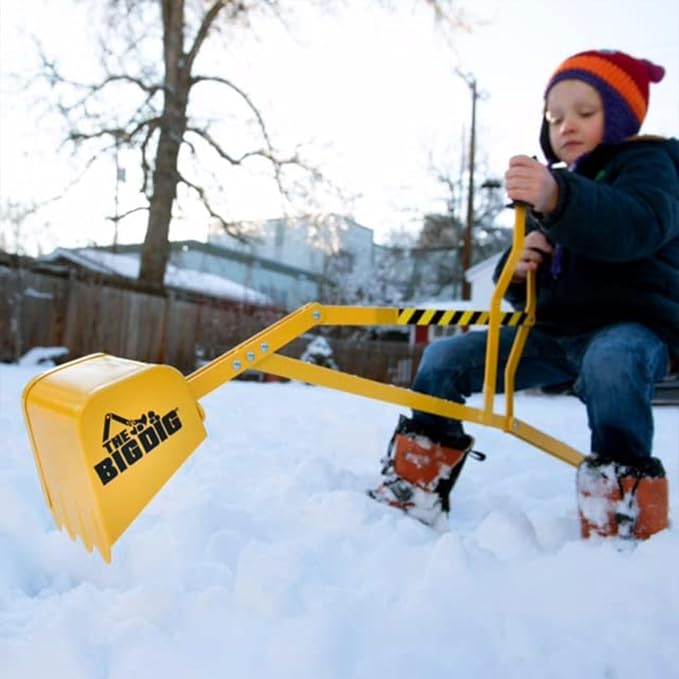 Big Dig Toy Excavator Ride, Sandbox Digger w/ 360 Rotation Base for Kids Ages 3 & Up, Yellow - Outdoor Playground and Sand Beach Construction Riding Toys for Children