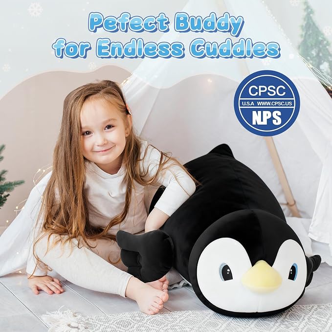 MorisMos 39.4 Inch Penguin Stuffed Animal Plush Toy, Long Penguin Plush Body Pillow, Cuddly Stuffed Penguin Plushie for Sleeping & Home Decor, Christmas Valentine's Birthday Gift for Kids & Adults
