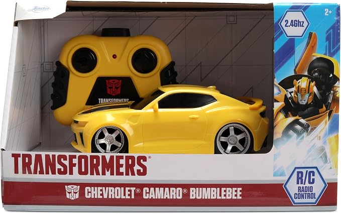 Jada Toys 1:32 RC Transformers Bumblebee Camaro – Simple Function Remote Control Car for Kids with 5.5" Body and Autobot Styling – No Figure Included